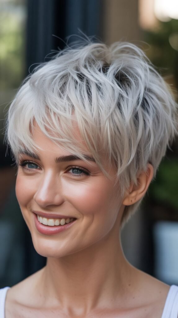 Platinum Blonde Shaggy Pixie