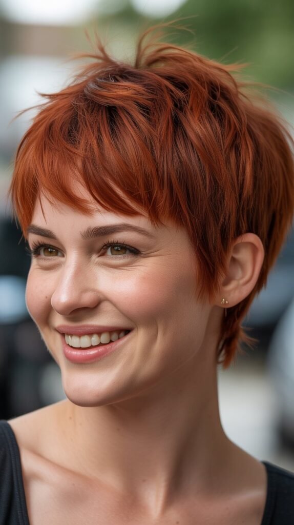 Choppy Red Shaggy Pixie