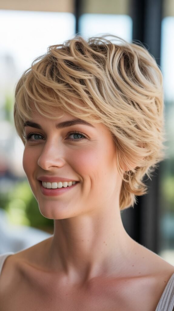 Soft Blonde Shaggy Pixie