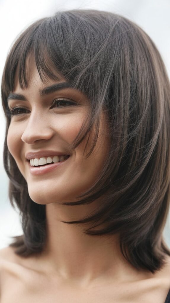 Collarbone Cut with Textured Bangs