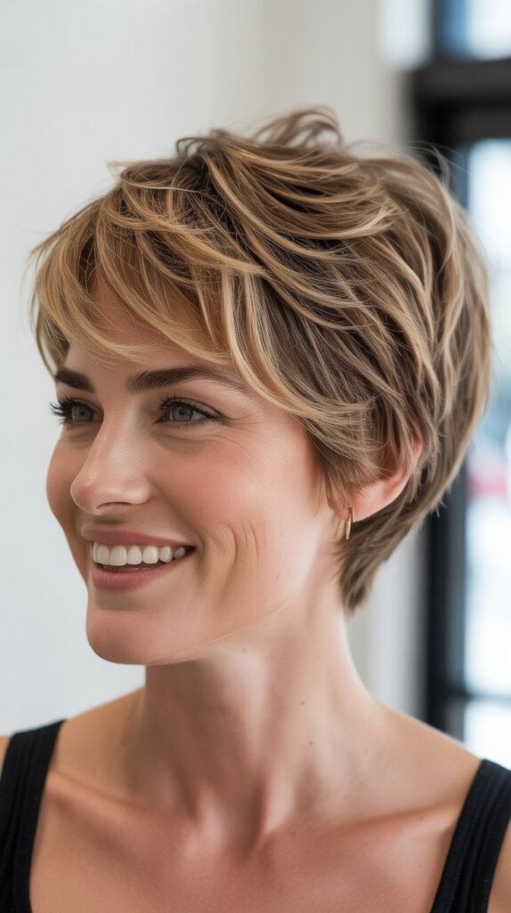 Feathered Shaggy Pixie for Fine Hair