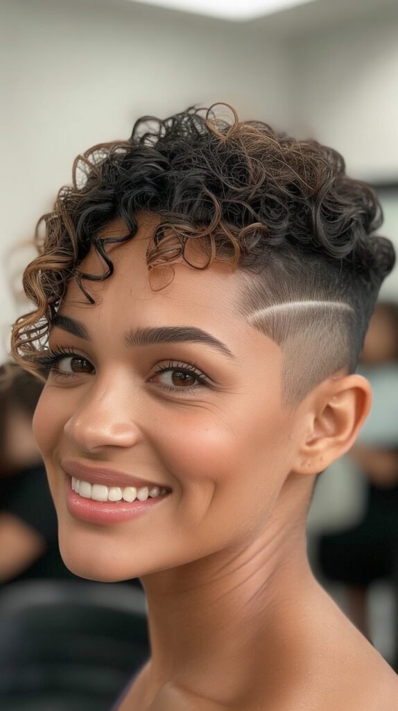  The Curly Temple Fade