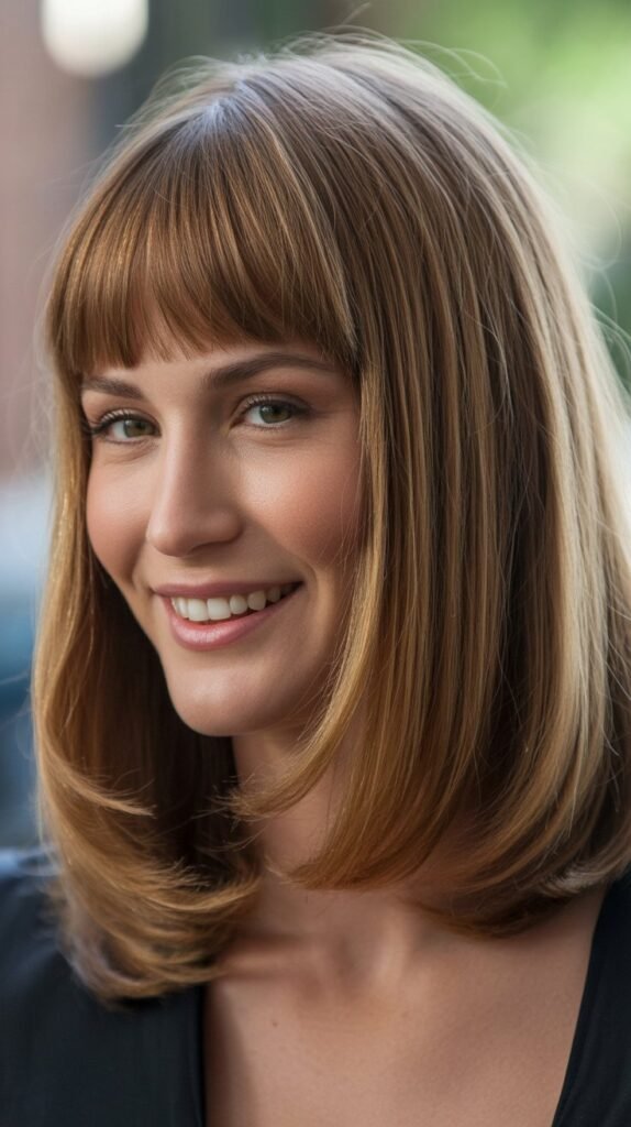 Shoulder-Length Cut with Arched Bangs