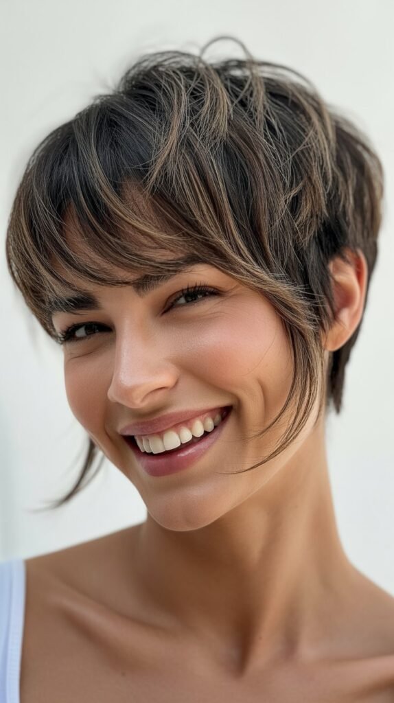 Layered Pixie with Long Bangs