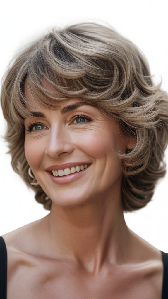 Wavy Crop with Feathered Bangs