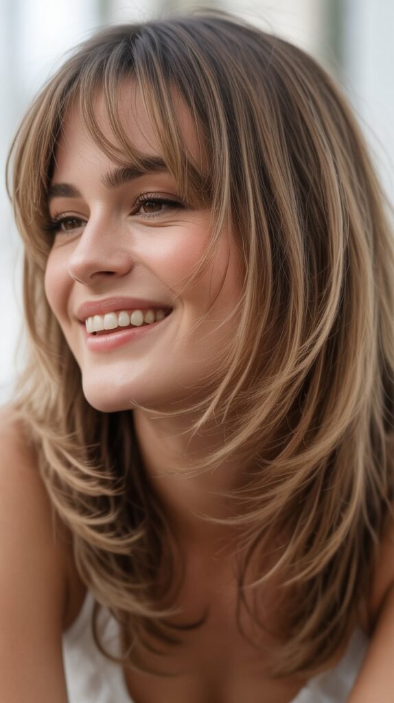 Medium Layers with See-Through Bangs