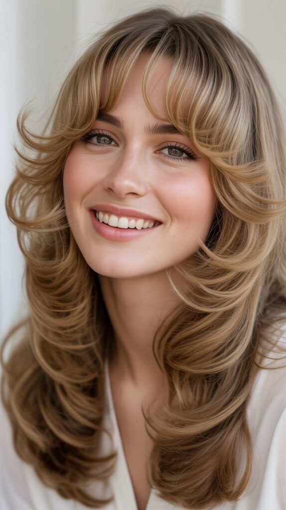 Cascading Layers With Flip-Out Bangs