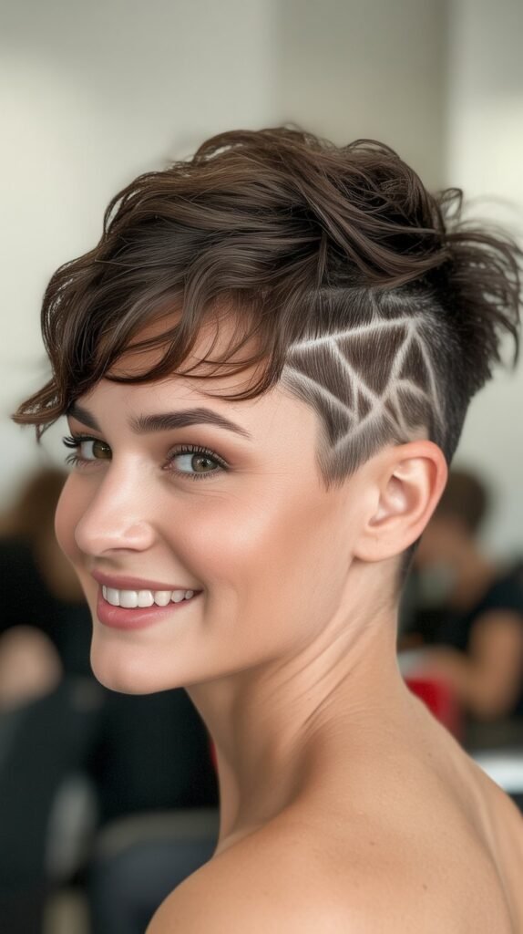 Shaggy Pixie with Undercut Design