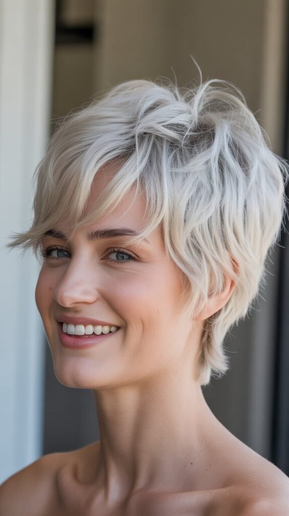 Platinum Blonde Shaggy Pixie