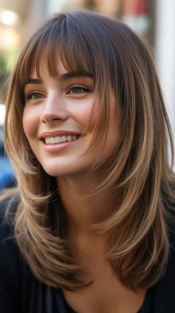 Layered Cut with Face-Framing Fringe