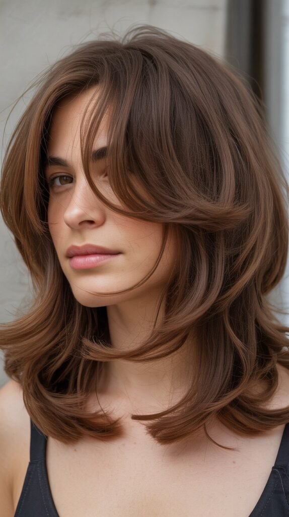 Classic Shaggy Lob with Curtain Bangs