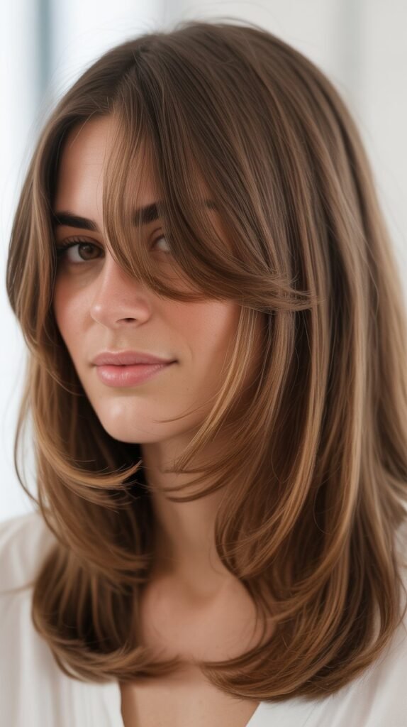 Layered Medium Cut with Curtain Bangs