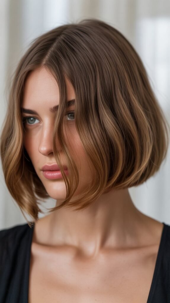 French Bob with Deep Side Part