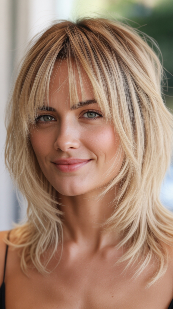 Side Fringe with Swept Blonde Layers