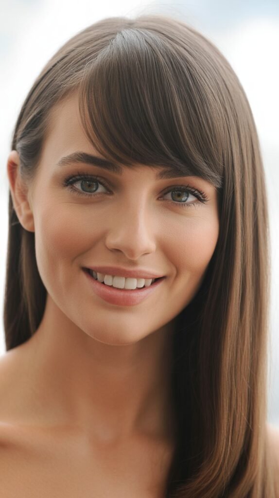 Sleek Middle Part with Side-Swept Bangs