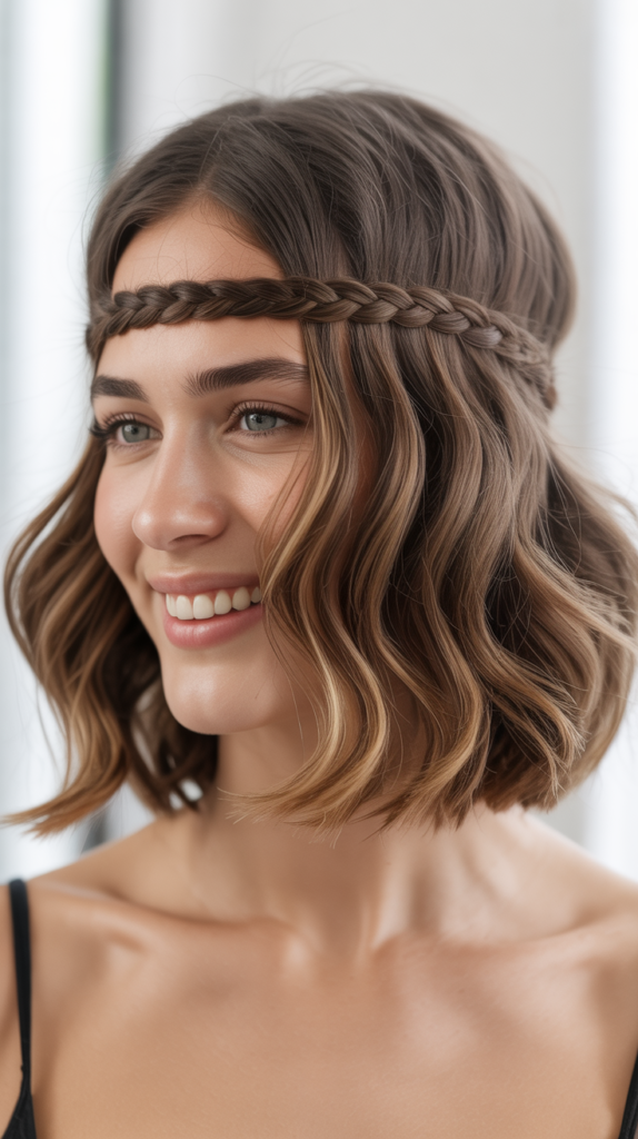 Braided Headband with Down Waves