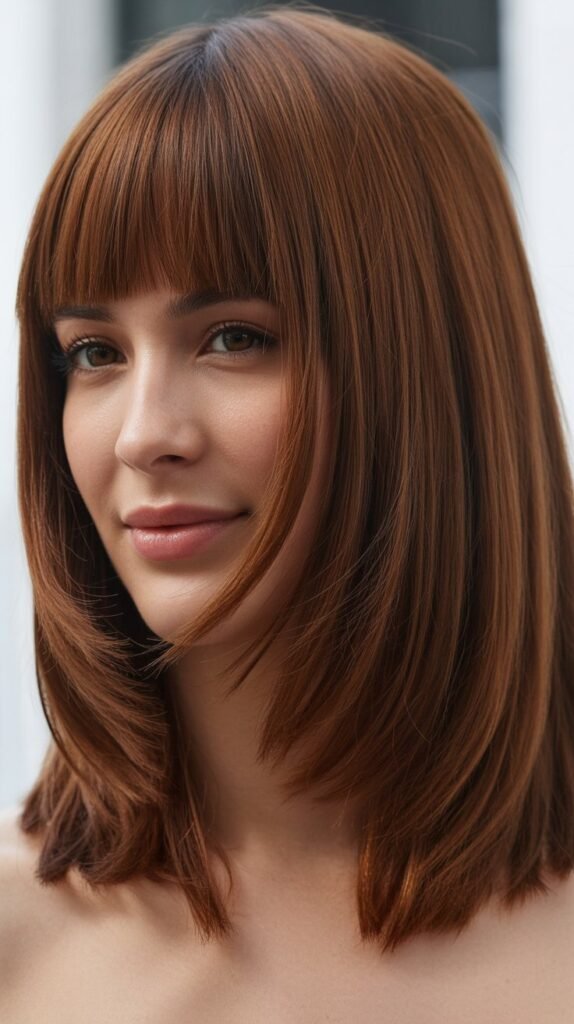 Medium Layers With Blunt Bangs