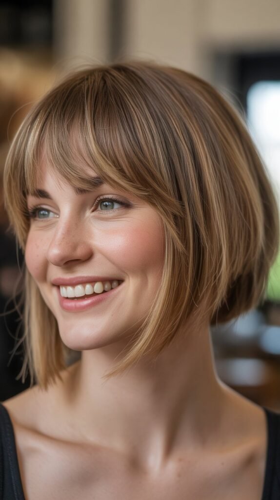 Inverted Bob with Feathered Bangs