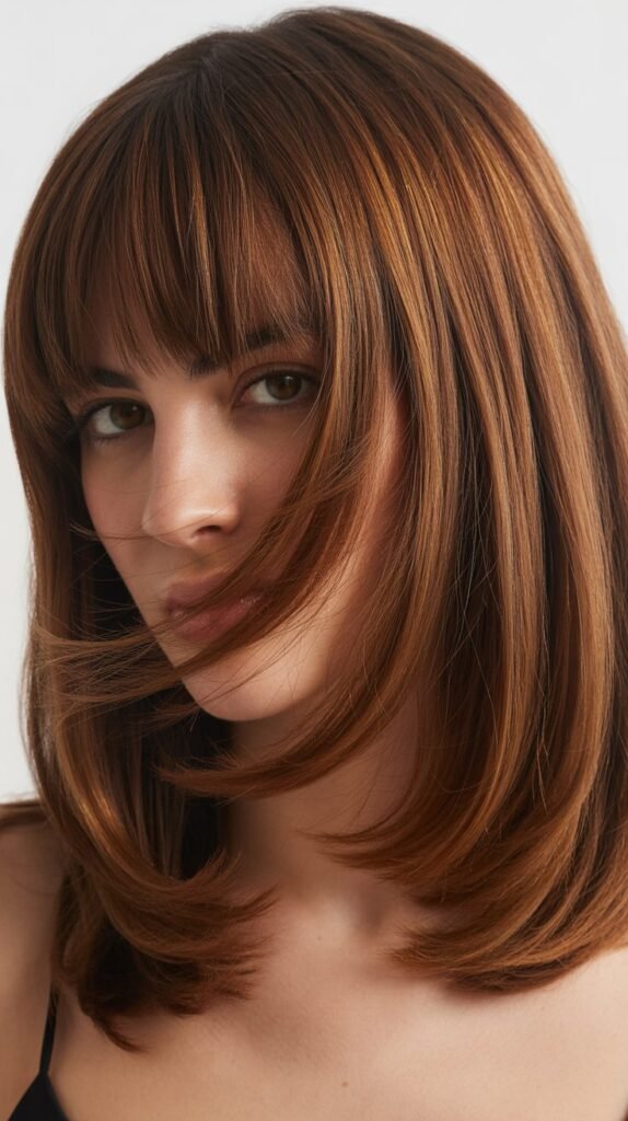 12. Curved Bangs with Shoulder-Length Cut