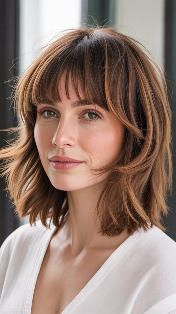 Choppy Bangs with Layered Shoulder Cut