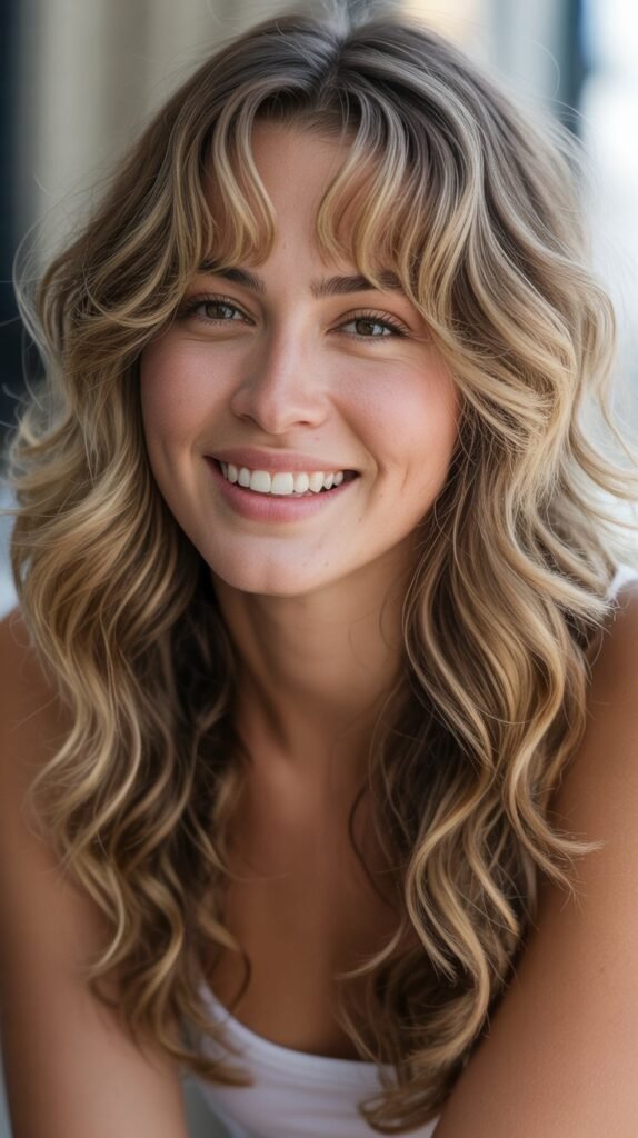 Beachy Waves with Curtain Bangs