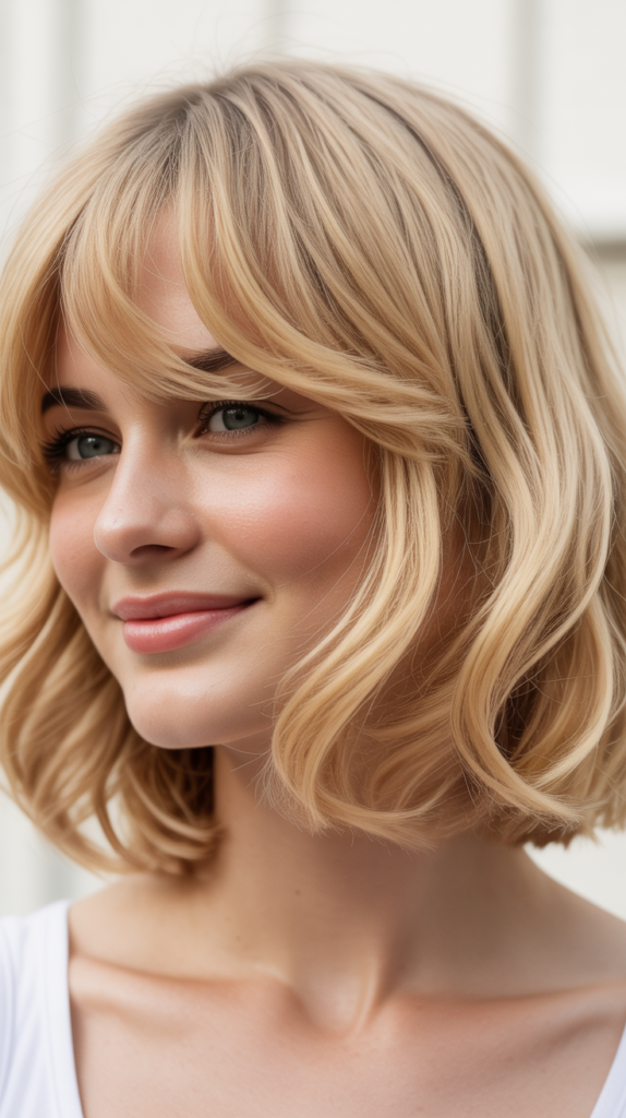 Wispy Fringe with Textured Blonde Bob