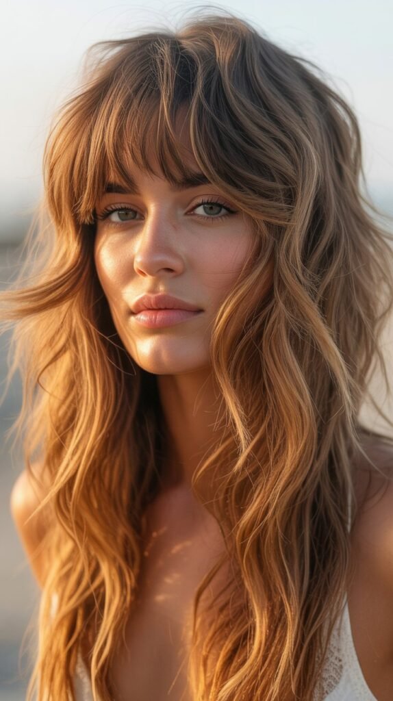 Bohemian Beachy Shag With Long Bangs