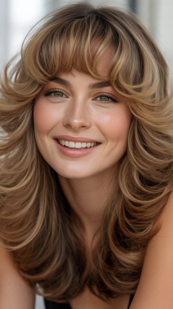 Voluminous Blown-Out Bangs