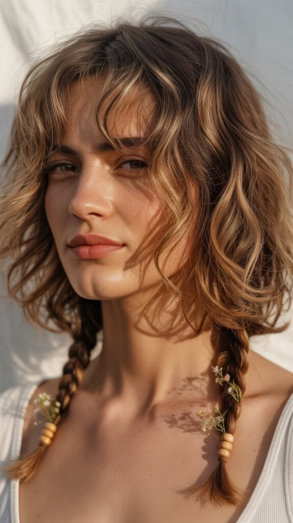 Bohemian Shag With Wispy Bangs and Braids