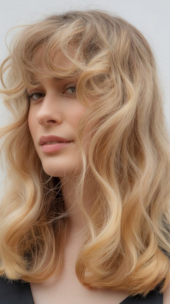 Natural Texture with Curly Wispy Bangs