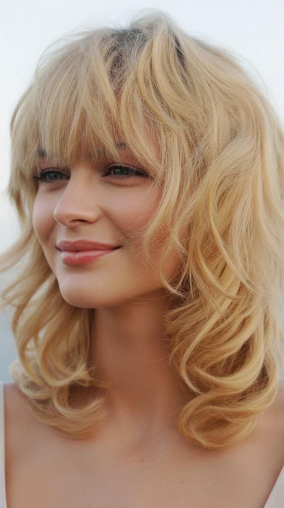  Piecey Fringe with Tousled Blonde Waves