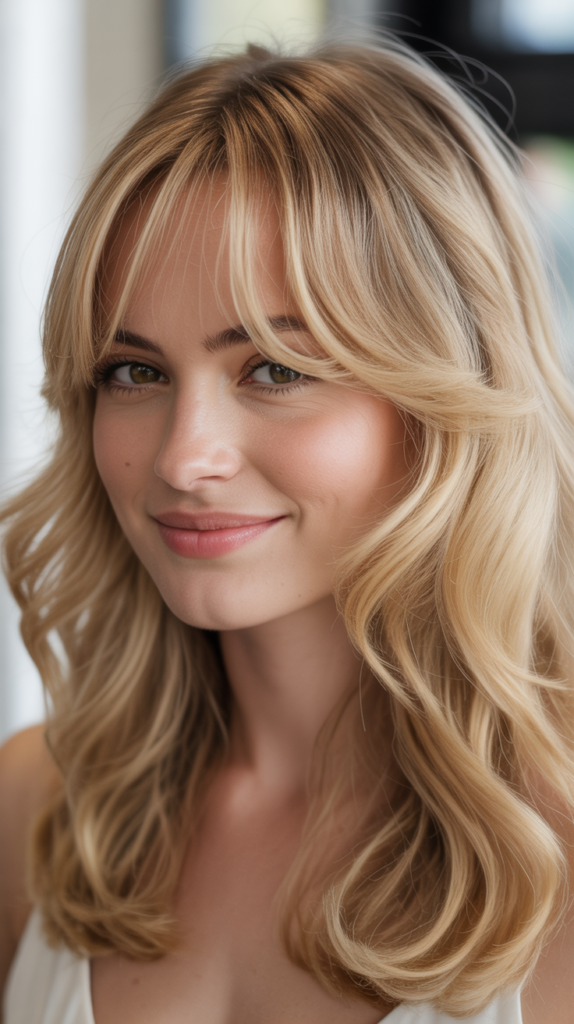 Soft Wispy Bangs with Beachy Blonde Layers