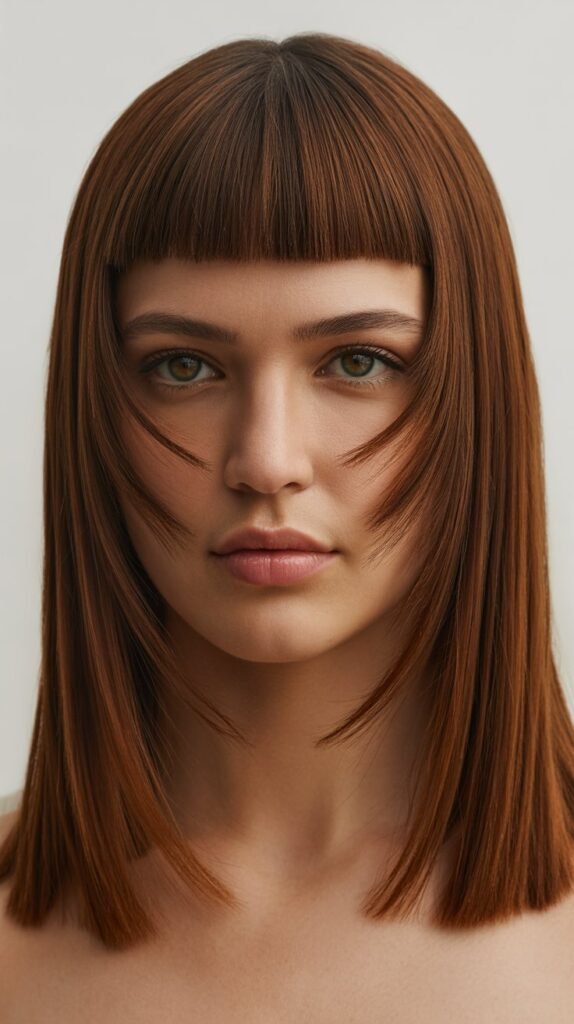 Micro Bangs with Collarbone-Length Straight Cut