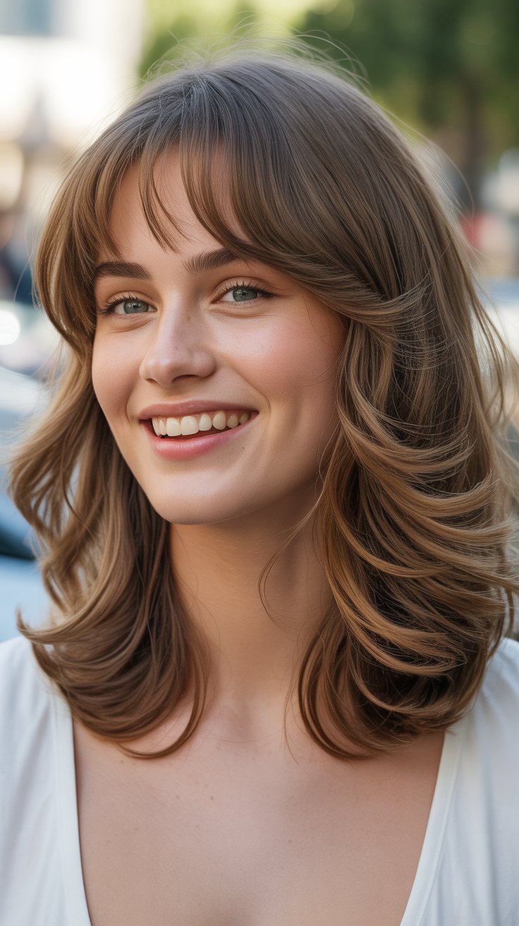 Cute Haircuts With Bangs for Medium-Length Hair