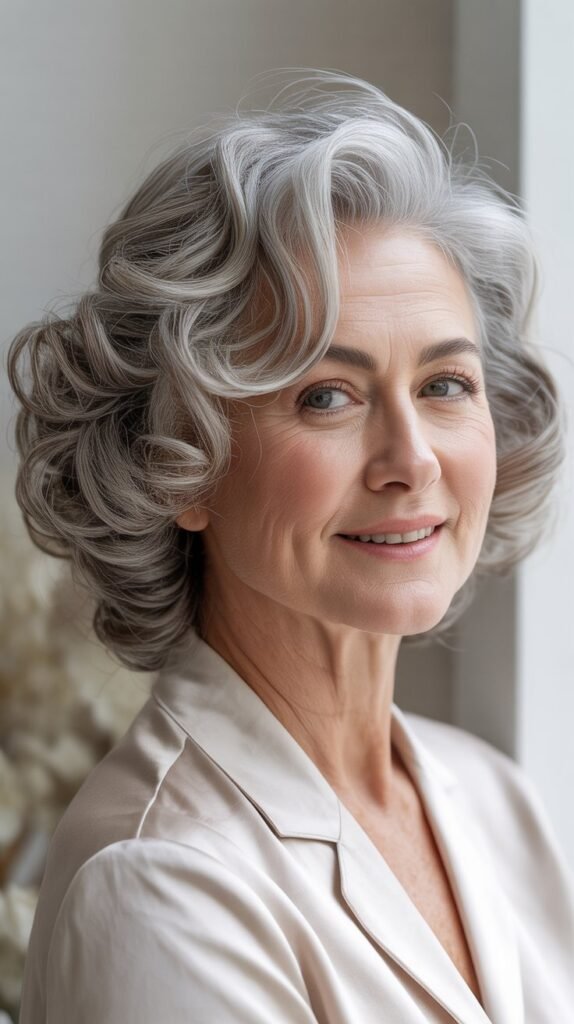 Soft Curls with Side Sweep