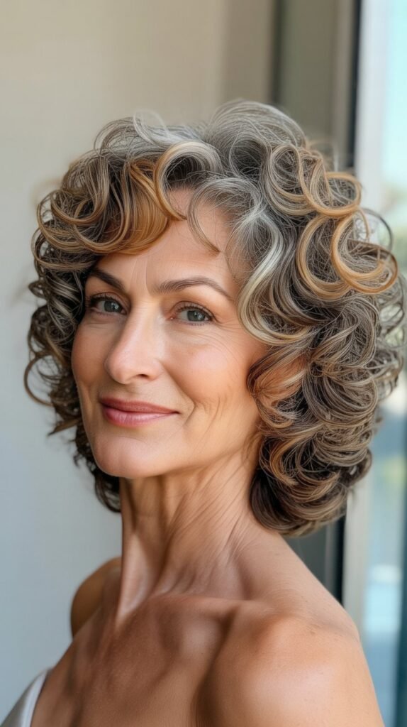 Layered Curly Cut with Peek-A-Boo Highlights