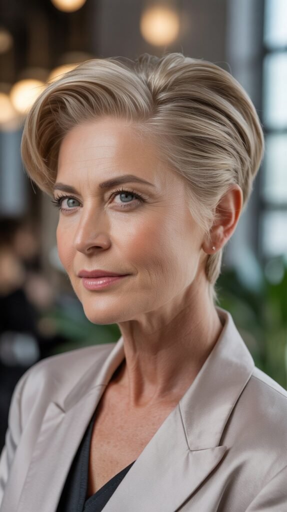 Slicked-Back Pixie for Sophisticated Polish