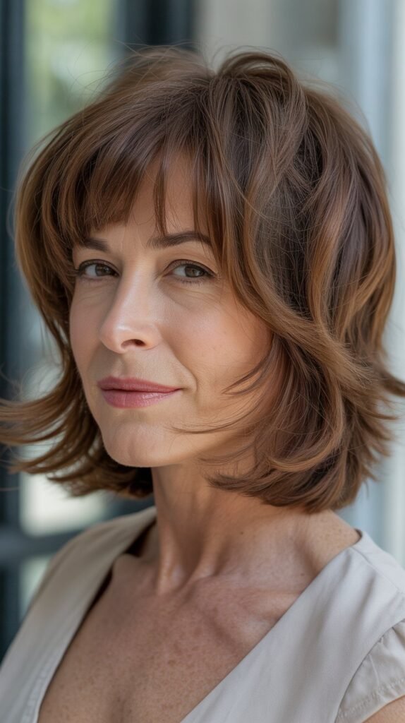 Short Choppy Bangs with Messy Lob