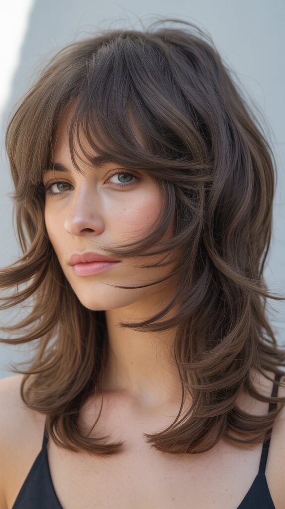 Messy Curtain Bangs with Tousled Layers