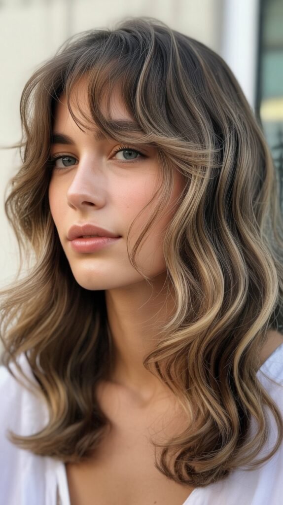 Piece-y Curtain Bangs With Relaxed Waves