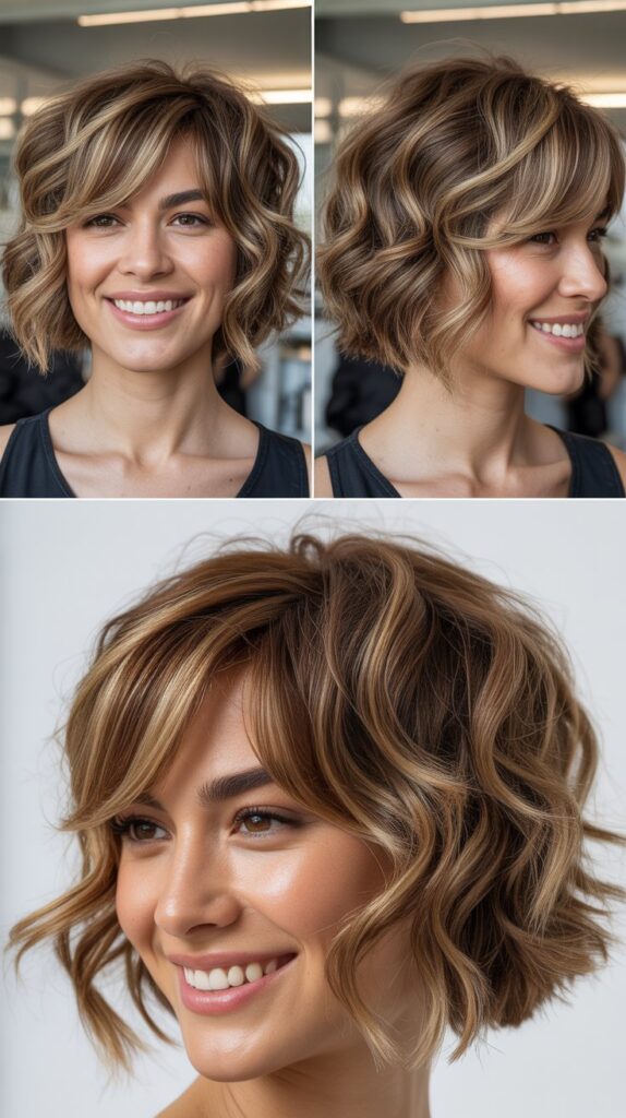 Tousled Bob With Long Bangs And Root Volume