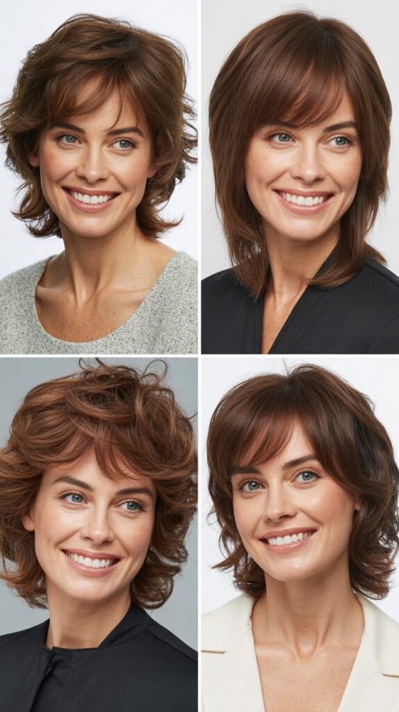 Shaggy Layers with Curtain Bangs