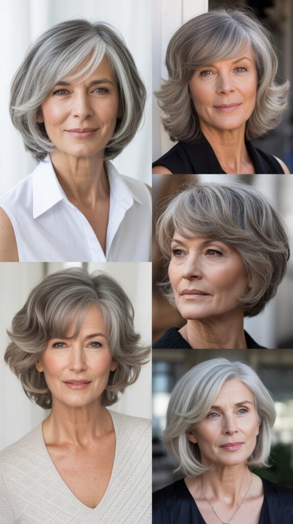 The Silver/Gray Layered Bob