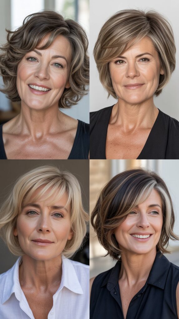 37 Fresh Short Bob Ideas for Women 50+ with Delicate Hair 24 Choppy Bob with Asymmetrical Layers