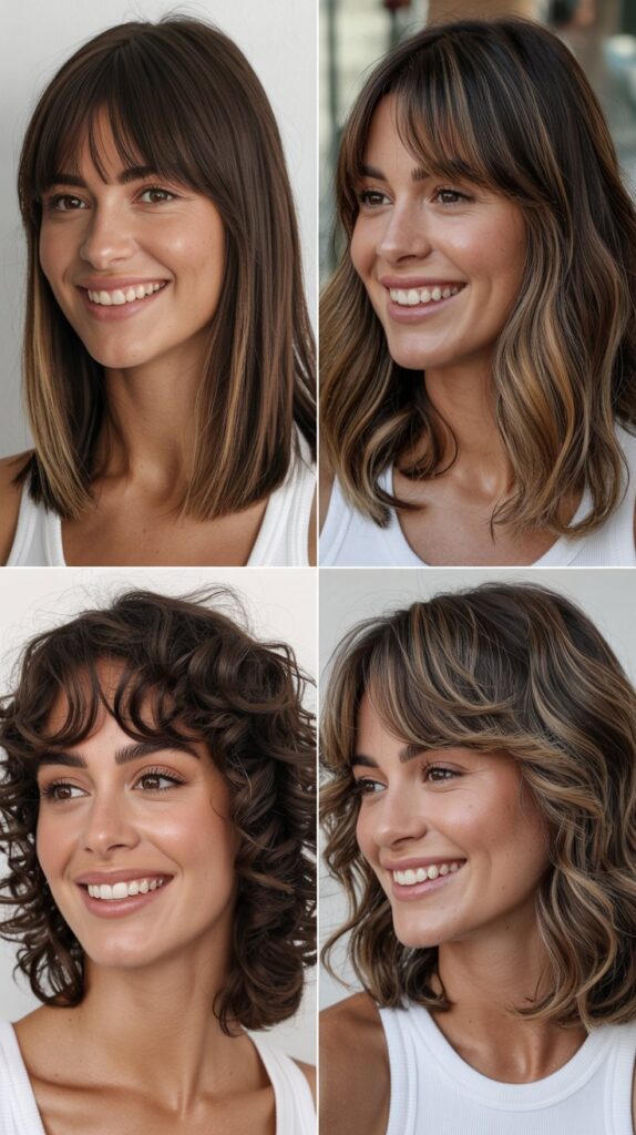 Layered Cut with Brow-Skimming Bangs