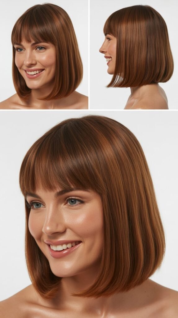 Classic Straight Long Bob with Blunt Bangs
