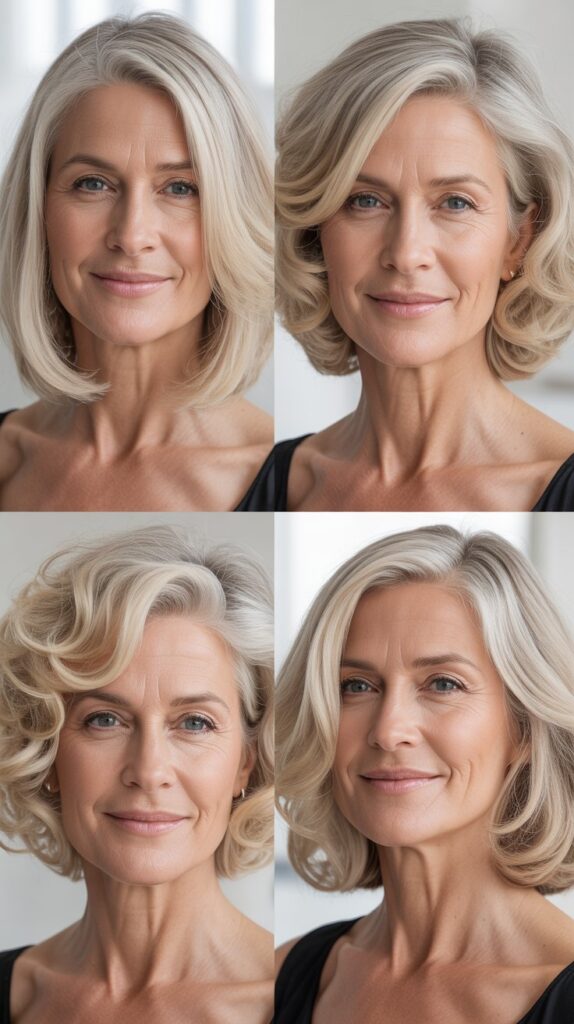  Long Bob with Platinum Blonde Color