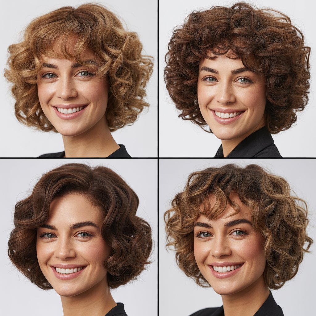 Curled Lob with Curled Bangs