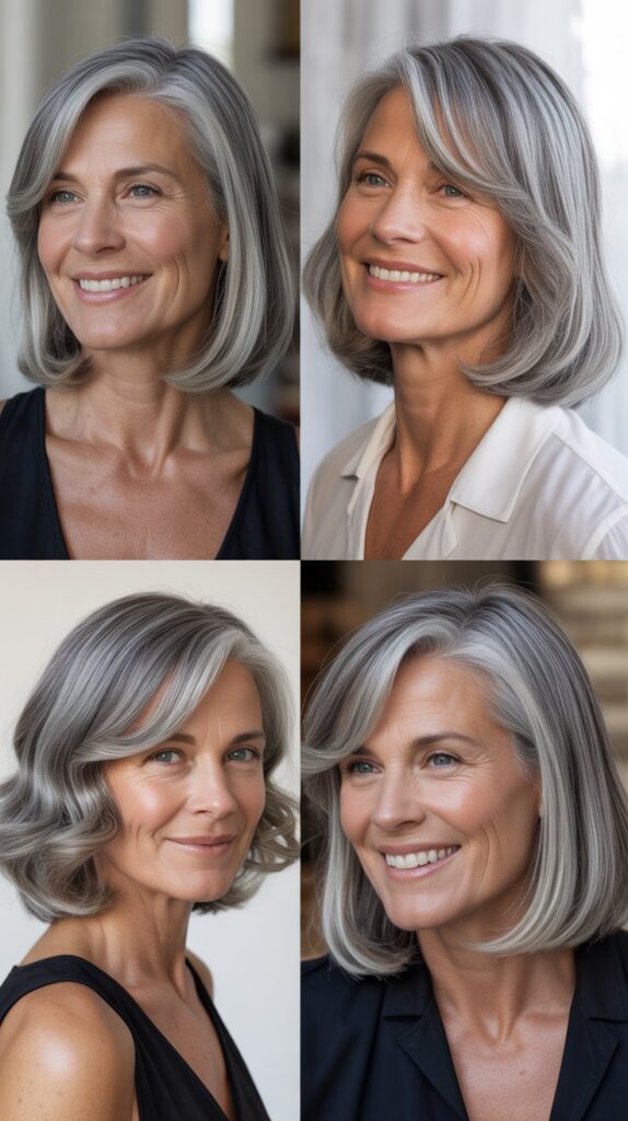  Long Bob with Silver Gray Color