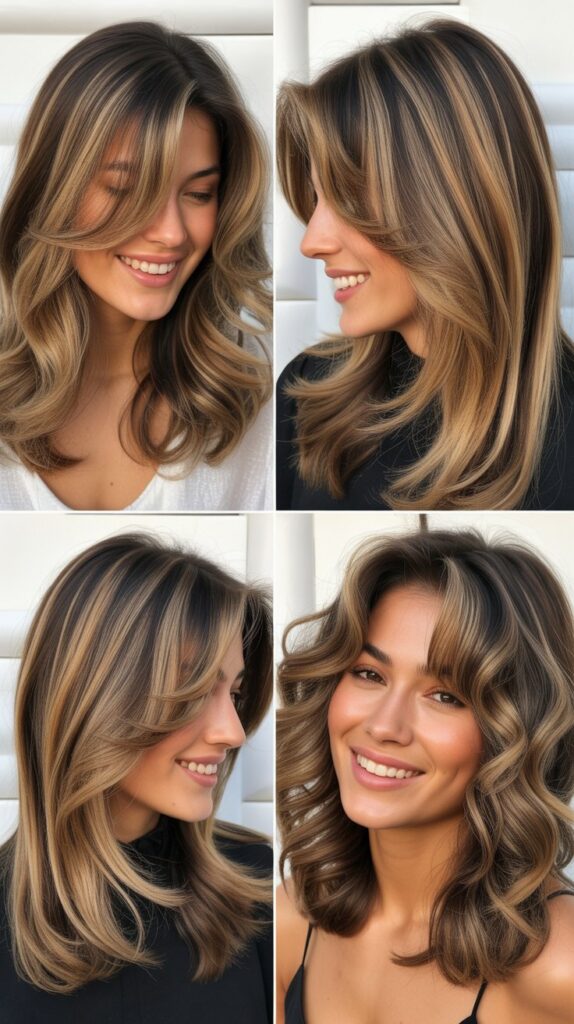 Layered Hair with Caramel Balayage
